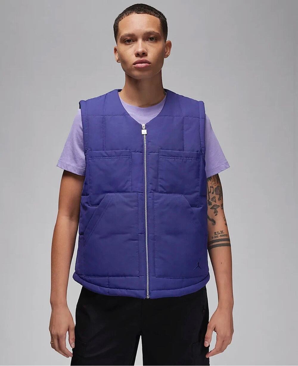 Nike Air Jordan Loose Fit Purple Quilted Puffy Gilet Vest Jump Man